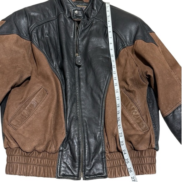 Midway Men’s Vintage Leather Moto Jacket Size M – Black/Brown Biker Bomber - Picture 10 of 13